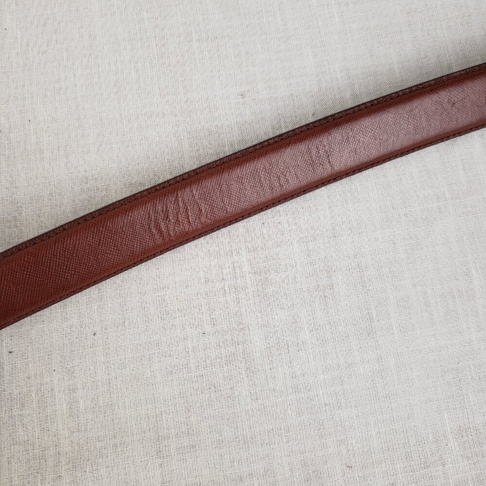 Arden Leather Co Brown Full Grain Cowhide Belt Gold Tone Brass Buckle Mens 50 - Picture 6 of 9